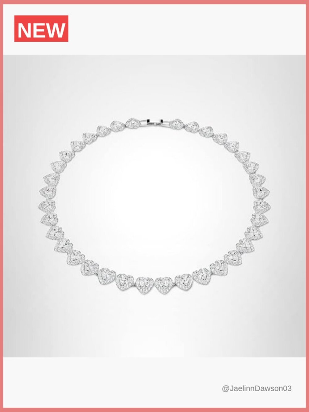 Crystal Heart Necklace Rhodium Finish Pave Chain Jewelry Set